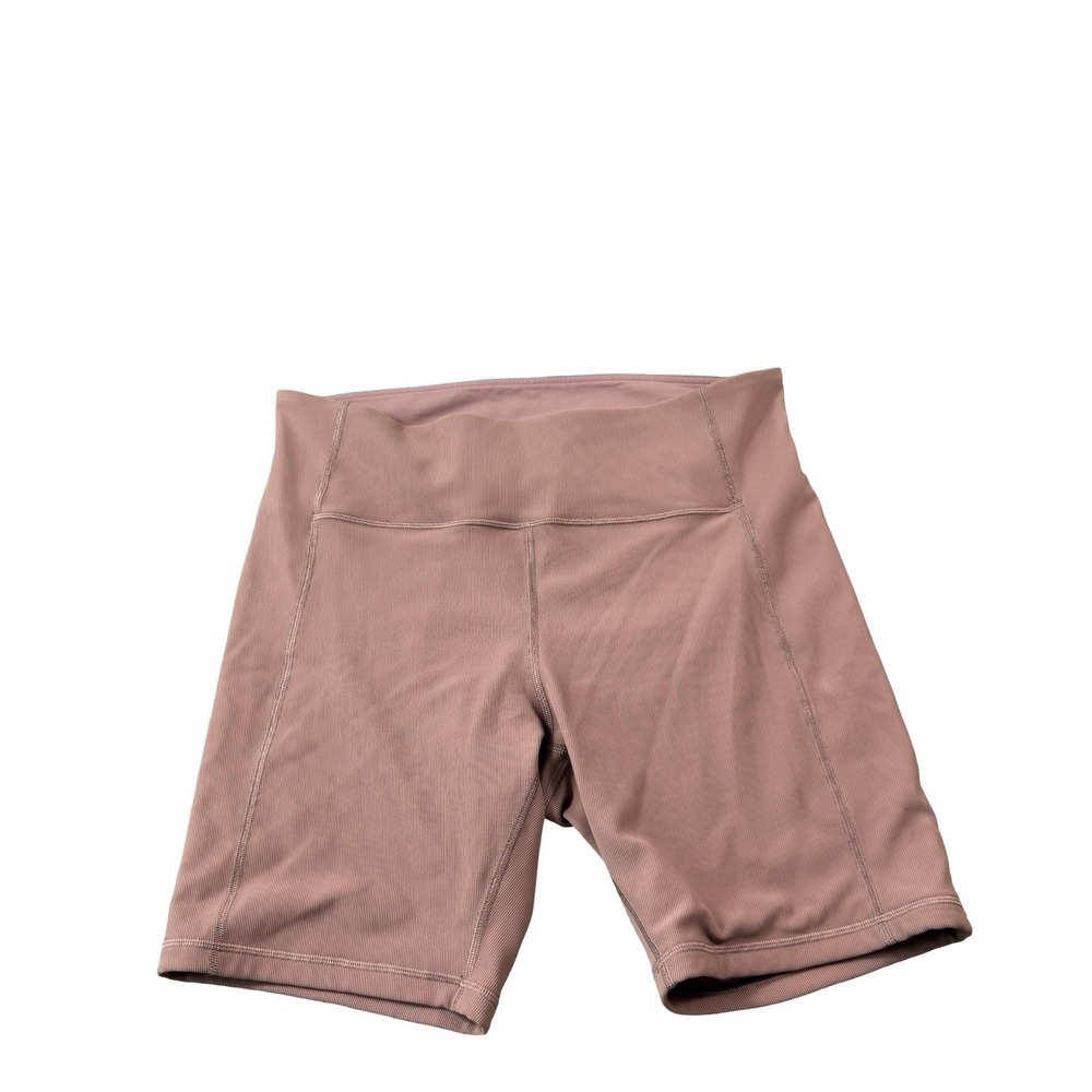 Lululemon Ribbed High-Rise Biker Shorts 8" Pink Elongated Size 14 LW7BTES